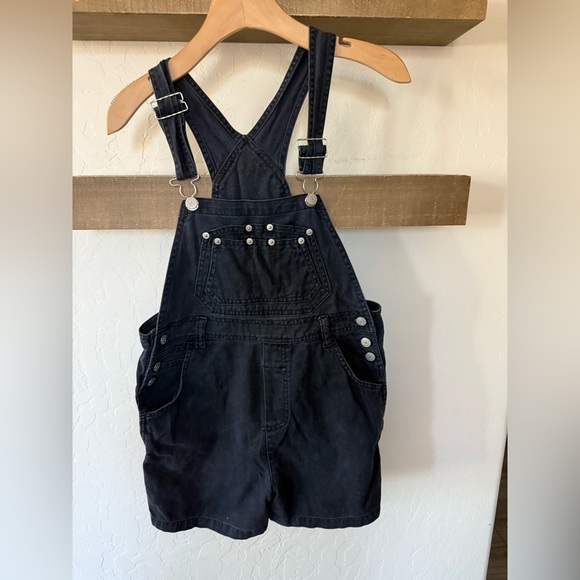New Legends|Vintage overalls (shortalls) in solid black•••Cargo hipster style - Picture 1 of 14